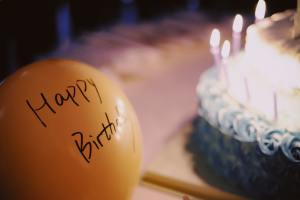 birthday cake and balloon